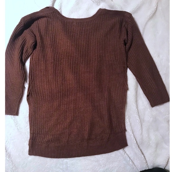 Brown Cold Shoulder Sweater - Picture 4 of 4